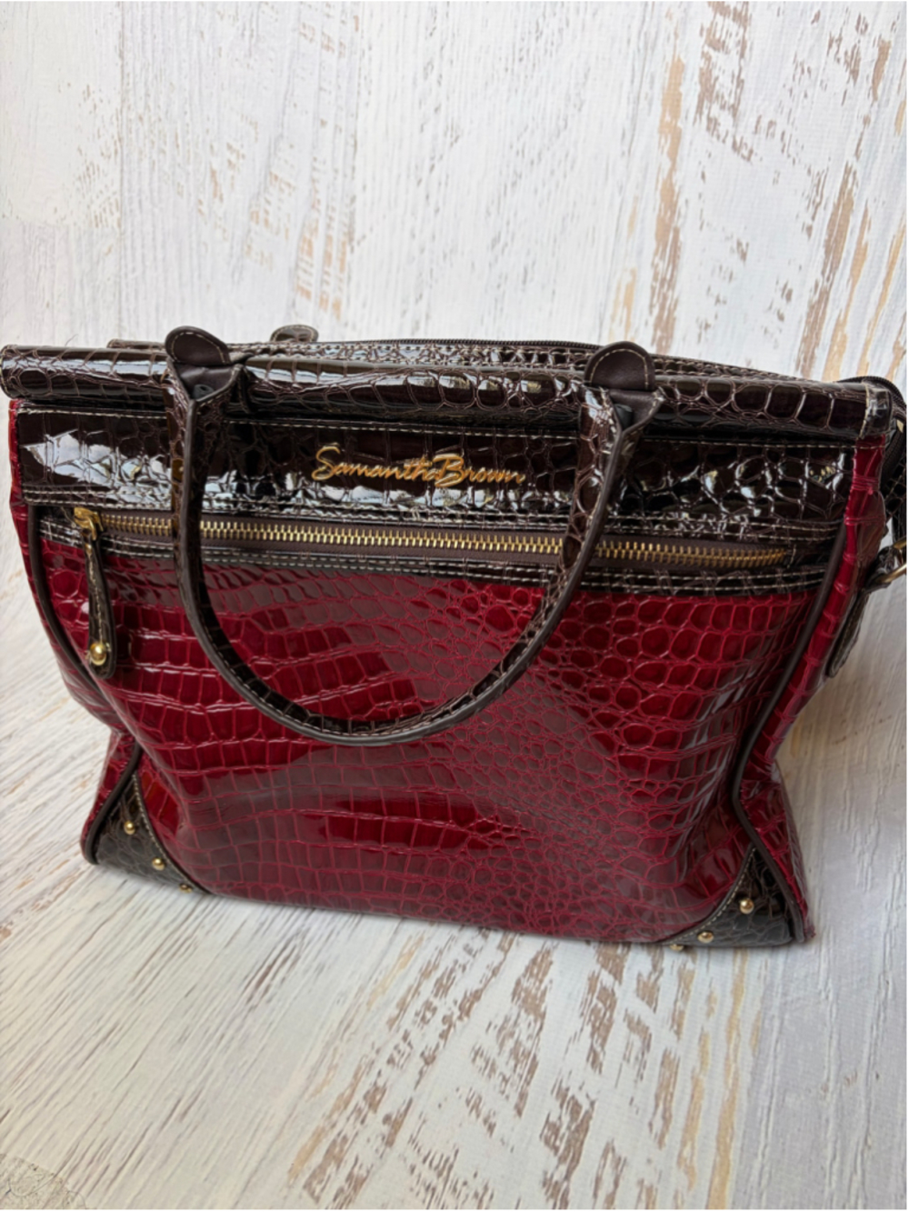 Women's Samantha Brown Satchel Bag One Size Red and Brown